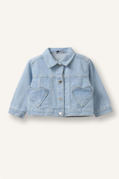Baby Girl Heart Pocket Denim Jacket