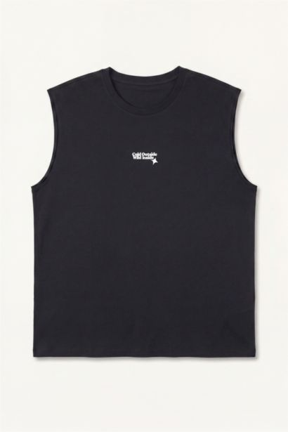 تانك توب اوفر سايز برقبة مستديرة مطبوع