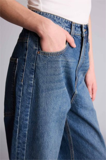 Baggy Fıt Yüksek Bel Düz Paça Uzun Jean Pantolon