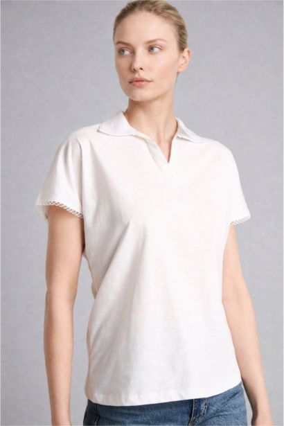 Regular Fit Flamed Cotton Polo T-Shirt