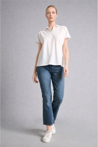 Regular Fit Flamed Cotton Polo T-Shirt