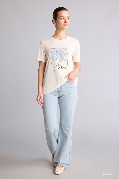 Regular Fit Floral Crew Neck Short Sleeve T-Shirt