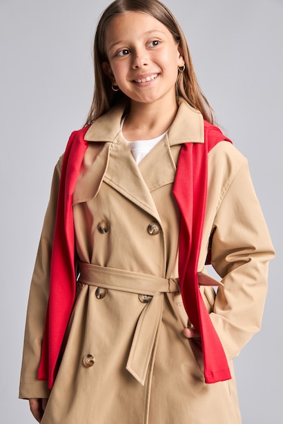 Girl Envelope Neck Trench Coat