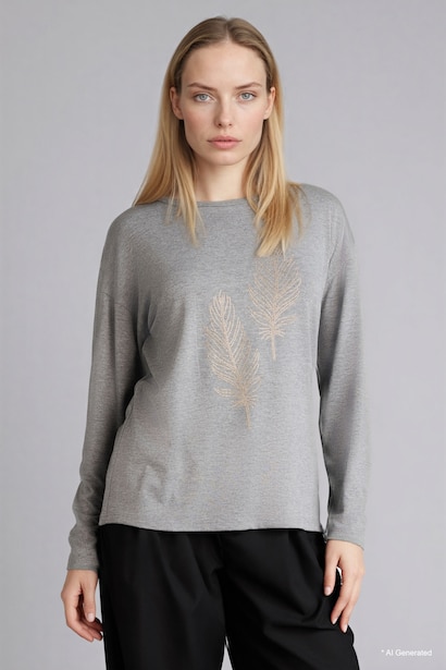 Relax Fit Crew Neck Stone Print T-Shirt