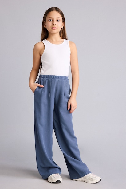 Wide Leg Linen Blended Trousers