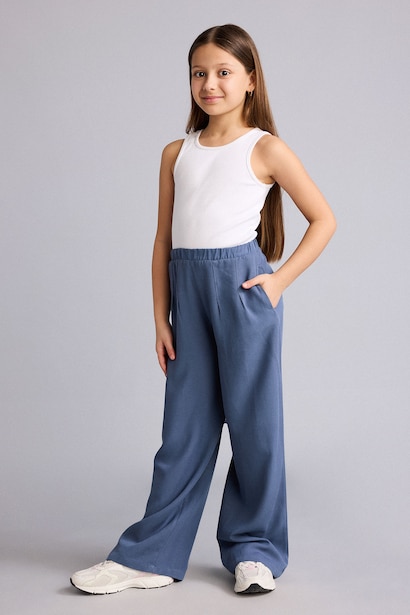 Wide Leg Linen Blended Trousers