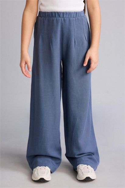 Wide Leg Keten Karışımlı Pantolon Kız Çocuk