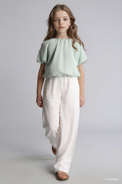 Girl Balloon Fit Short Sleeve Blouse