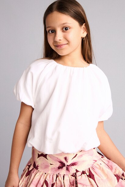 Girl Balloon Fit Short Sleeve Blouse