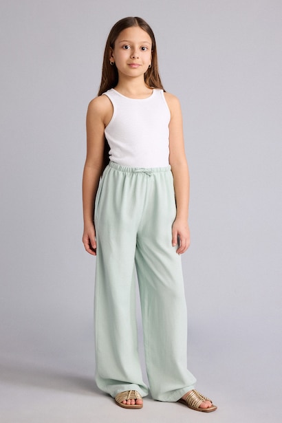 Wide Leg Linen Blended Trousers