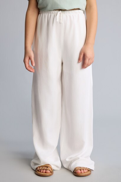 Wide Leg Linen Blended Trousers