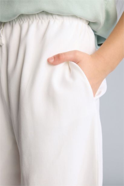 Wıde Leg Keten Karışımlı Pantolon