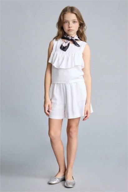 Paperbag Keten Karışımlı Şort Kız Çocuk