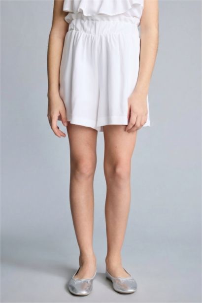 Paperbag Keten Karışımlı Şort Kız Çocuk