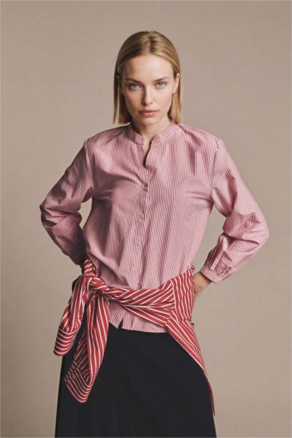 Regular Fit Crew Neck Poplin Long Sleeve Shirt