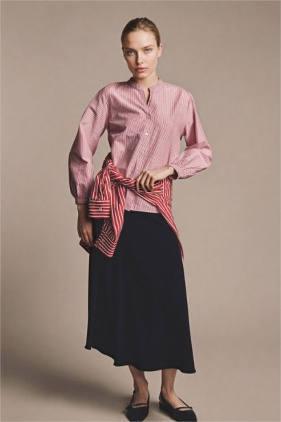 Regular Fit Crew Neck Poplin Long Sleeve Shirt