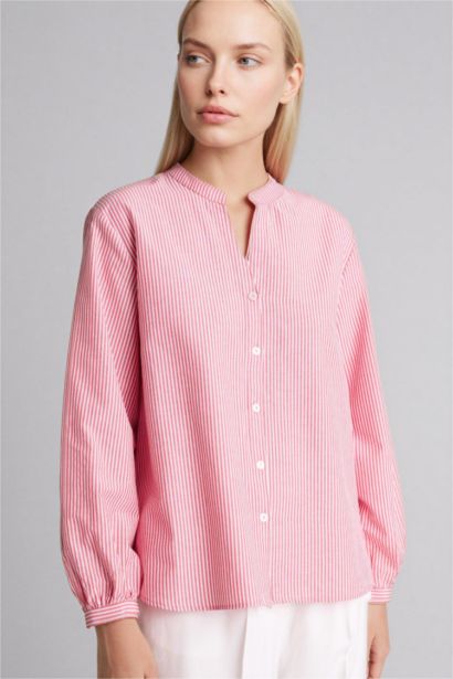 Regular Fit Crew Neck Poplin Long Sleeve Shirt