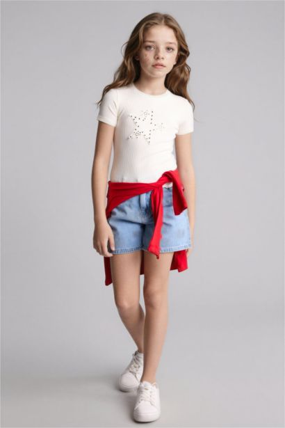 Zımbalı Fitilli Kaşkorse Tişört Kız Çocuk