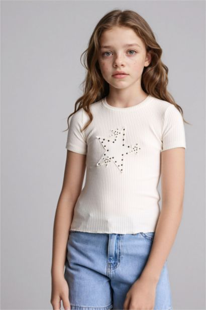 Zımbalı Fitilli Kaşkorse Tişört Kız Çocuk