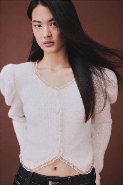 Balon Kol Düğmeli Kazak