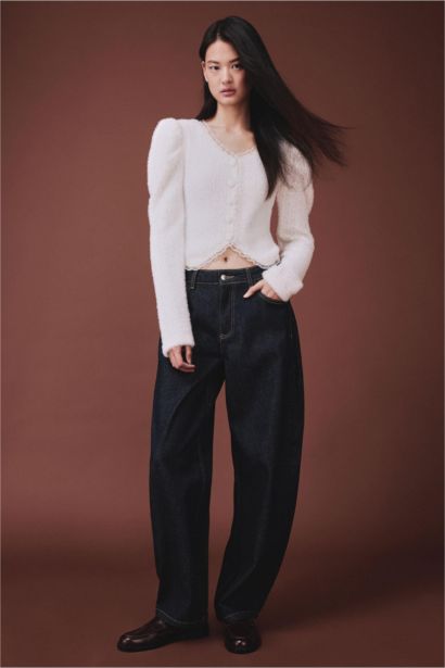 Balon Kol Düğmeli Kazak