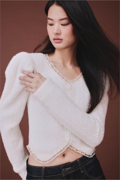 Balon Kol Düğmeli Kazak