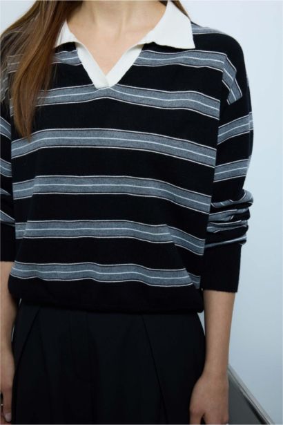 Oversize Fit Polo Collar Pullover