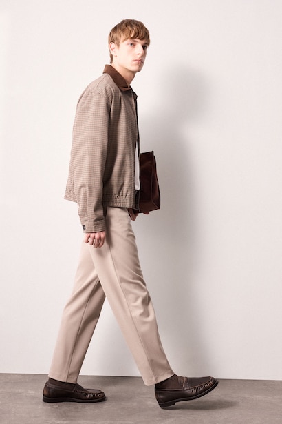Regular Fit Straight Leg Elastic Waist Trousers