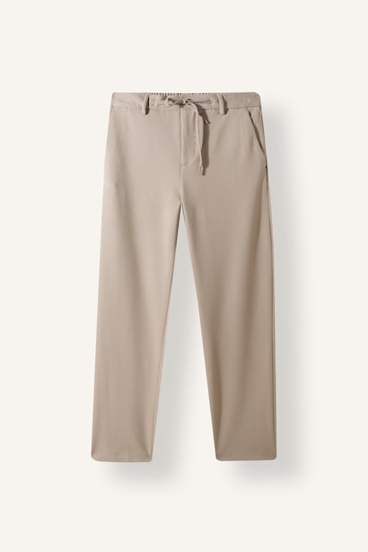 Regular Fit Straight Leg Elastic Waist Trousers