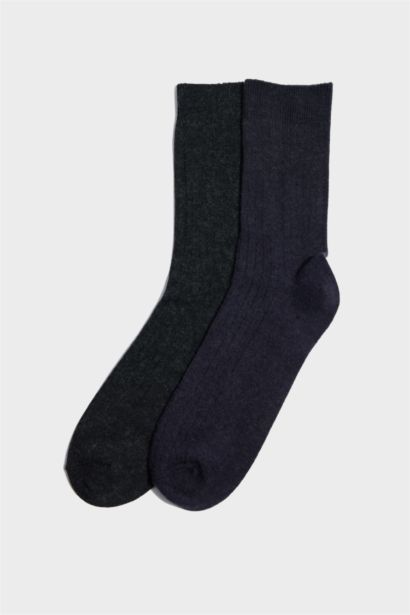 Erkek 2'li Yün Uzun Çorap