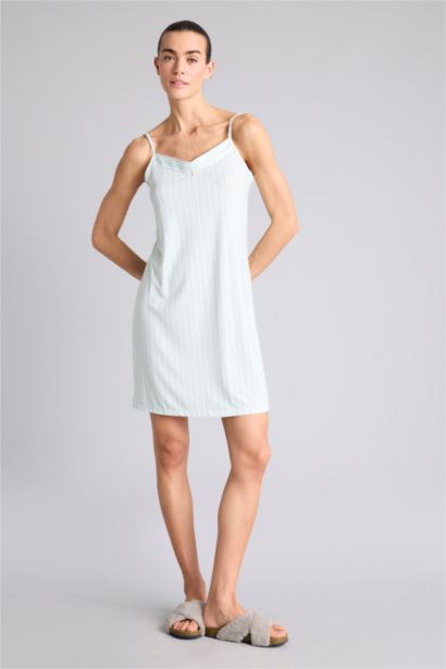 Softshell Çizgili Askılı Gecelik