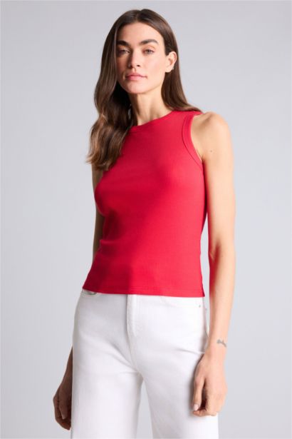 Майка приталенного кроя с круглым вырезом базовый из камзола для женщин