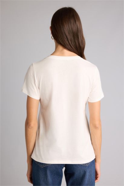 Regular Fıt Bisiklet Yaka Sebze Baskılı Penye Kısa Kollu Tişört