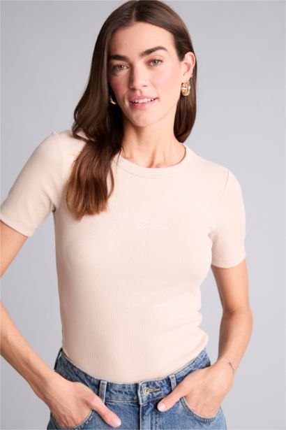 Slım Fıt Fitilli Kaşkorse Tişört