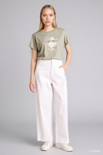 Crew Neck Floral Short Sleeve T-Shirt