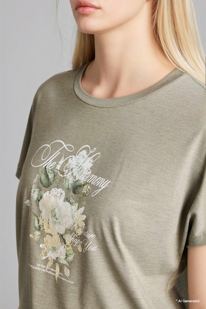 Crew Neck Floral Short Sleeve T-Shirt