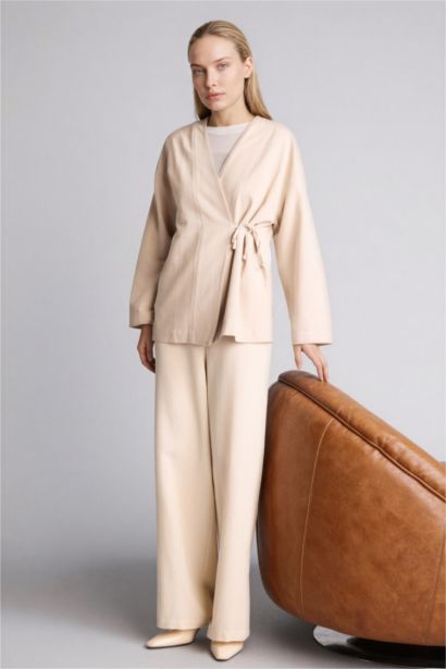Linen Blended Wide Leg Trousers