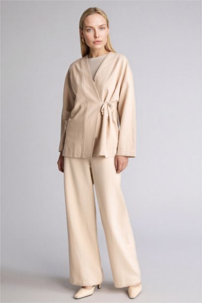 Linen Blended Wide Leg Trousers