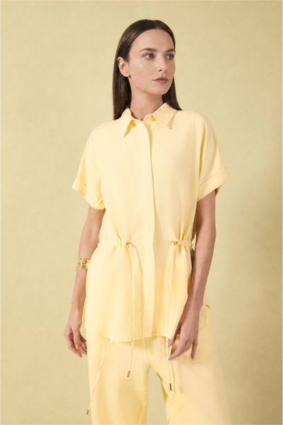 Regular Fit Resort Neck Linen Blended Short Sleeve Shirt