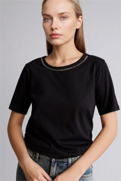 Bisiklet Yaka Penye Kısa Kollu Tişört