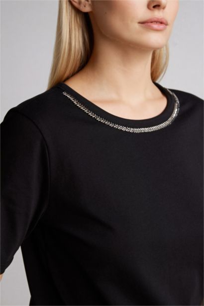 Bisiklet Yaka Penye Kısa Kollu Tişört