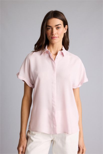 Regular Fıt Gömlek Yaka Kısa Kollu Gömlek