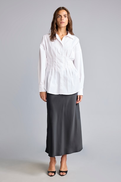 A-Line Normal Waist Satin Skirt