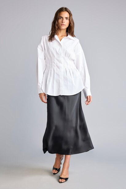 A-Line Normal Waist Satin Skirt