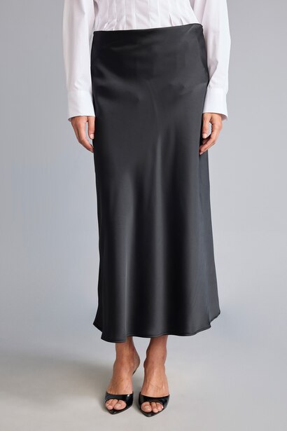 A-Line Normal Waist Satin Skirt