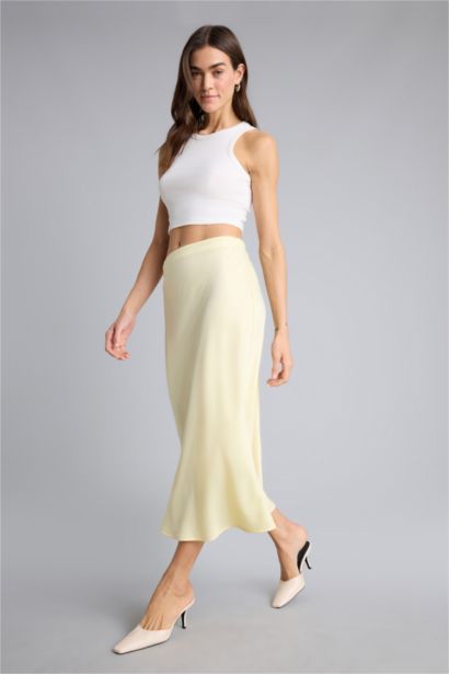 A Cut Satin Normal Waist Skirt