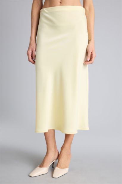 A Cut Satin Normal Waist Skirt