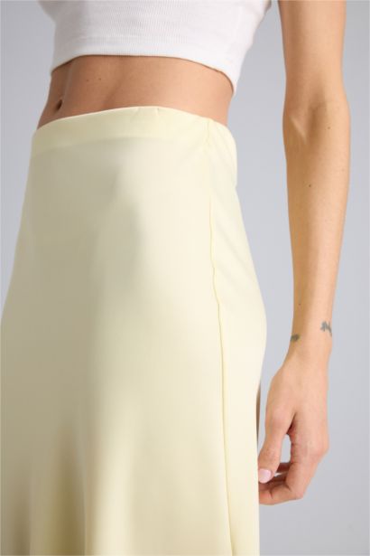 A Cut Satin Normal Waist Skirt