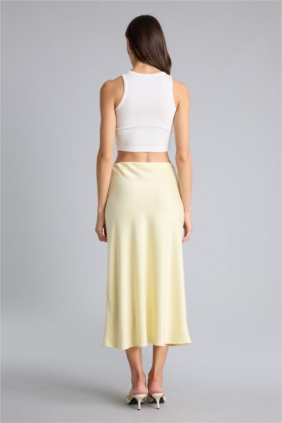A Cut Satin Normal Waist Skirt
