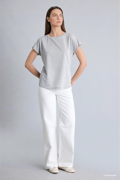 Crew Neck Grey Short Sleeve T-Shirt